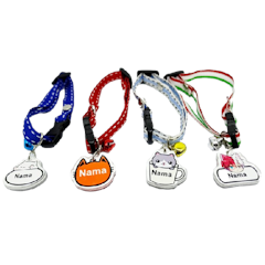 Kalung Kucing Motif Bintik Custom Nama Logo (Cat Tag)