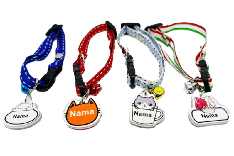 Kalung Kucing Motif Bintik Custom Nama Logo (Cat Tag) 1