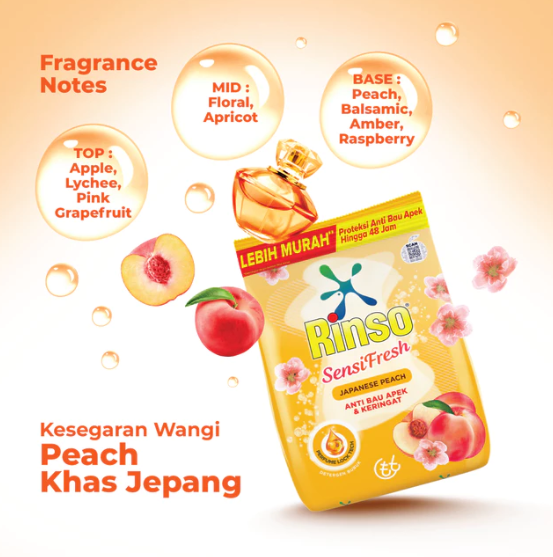 Unilever Indonesia Rinso SensiFresh Deterjen Bubuk Japanese Peach