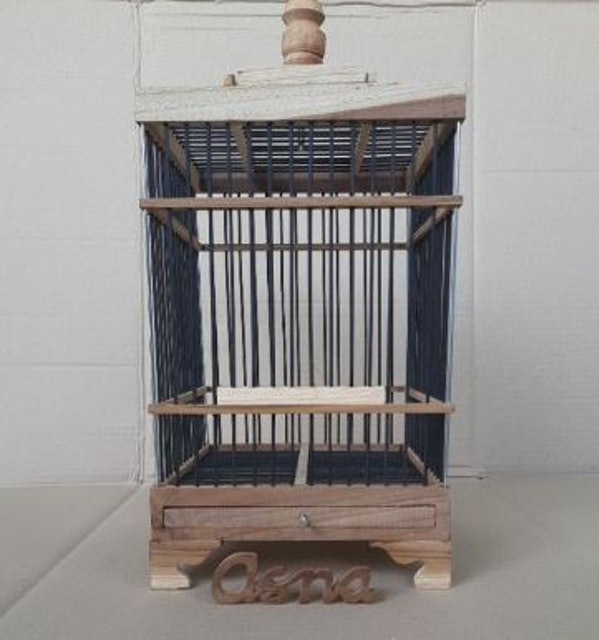 Sangkar Burung Kecil Jati Bambu Ruji Hitam