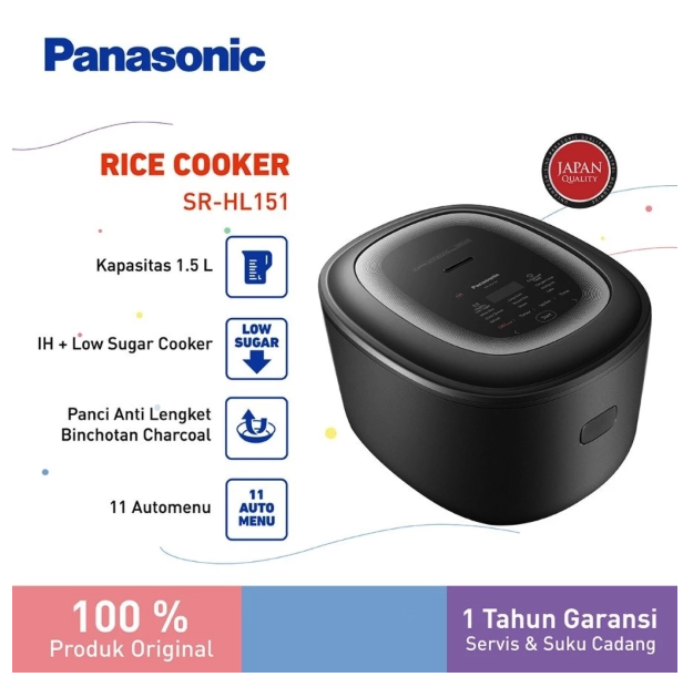 Panasonic Gobel Indonesia Panasonic 1.5L Low Sugar IH Rice Cooker SR-HL151KSR