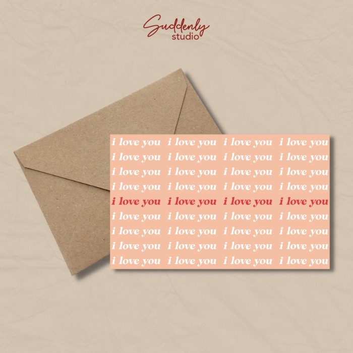 Kartu Ucapan I LOVE YOU - Pink 1