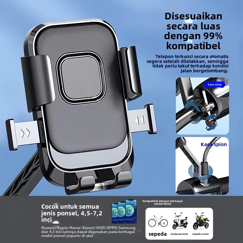  RCCOR Motorcycle Phone Holder Bracket Kaca Spion