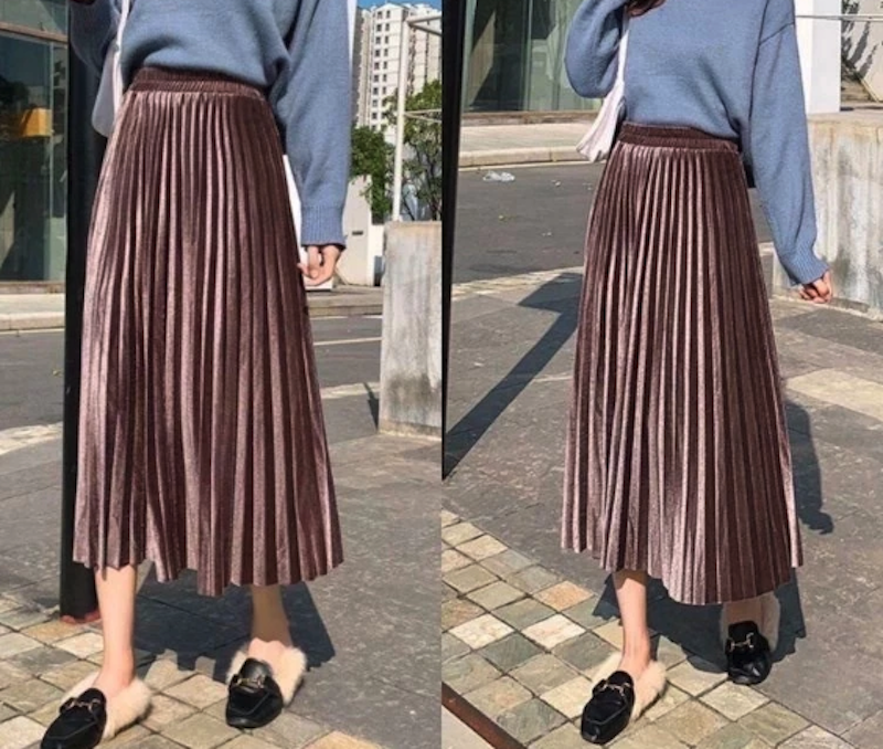 Threelook Rok Plisket Bludru Velvet Premium 7/8 3