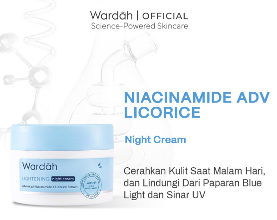 Paragon Technology and Innovation Wardah Lightening Night Cream Advanced Niacinamide + Licorice Extract