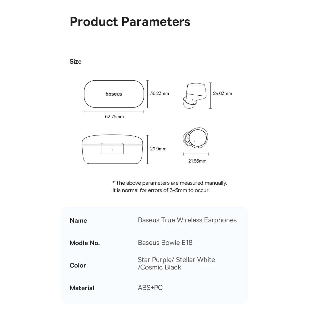 Shenzhen Baseus Technology Baseus Bowie True Wireless Bluetooth Earphone E18