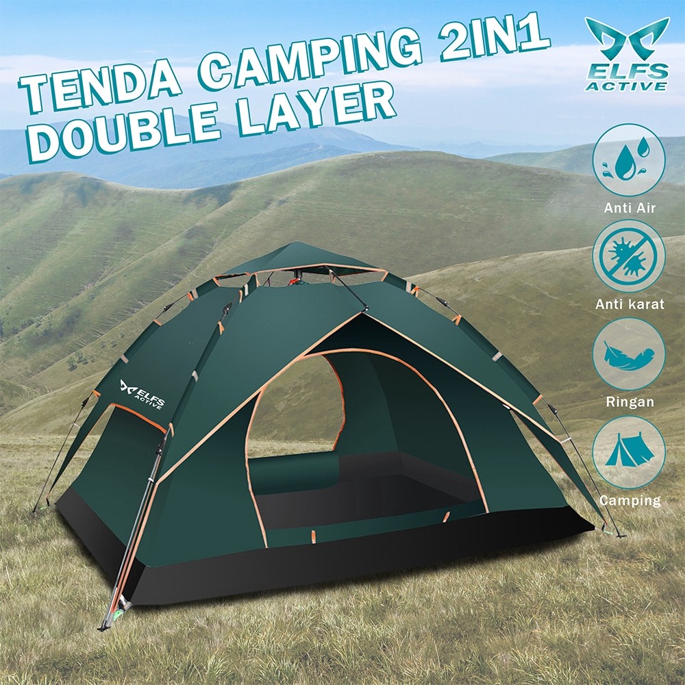  ELFS Active 2in1 Double Layer Automatic Tent 3-4 Person