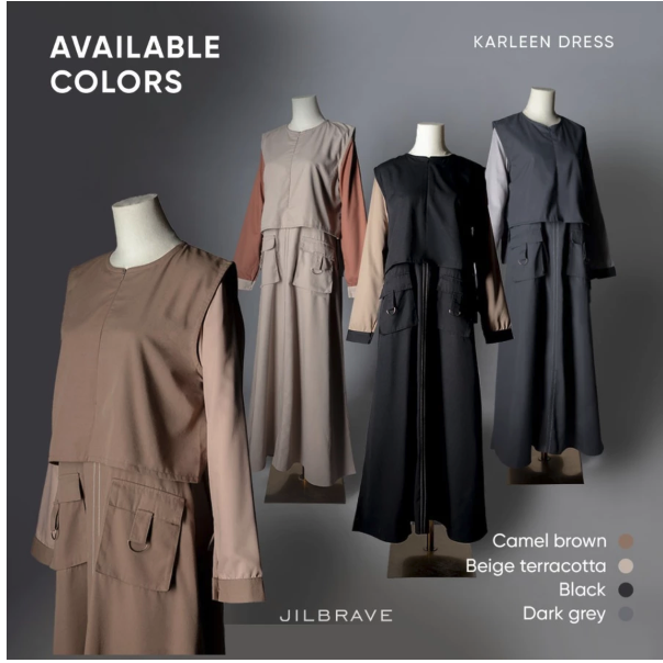 Karya Muda Inspira Jilbrave Karleen Dress Gamis Hijab Boyish Casual One Set Vest 