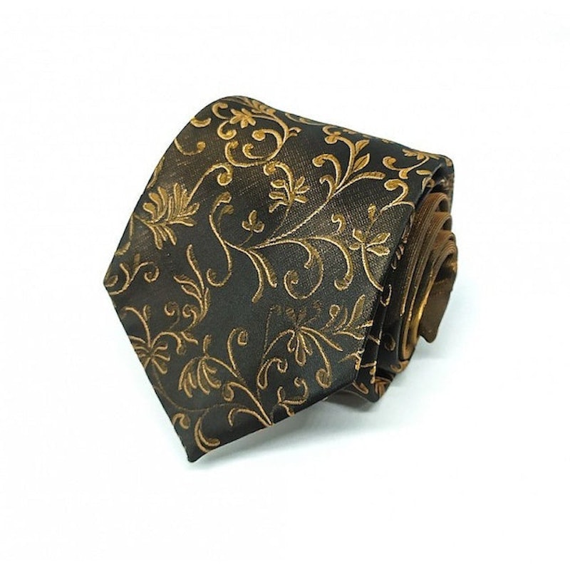 Brown Gold Half Batik Neck Tie 1