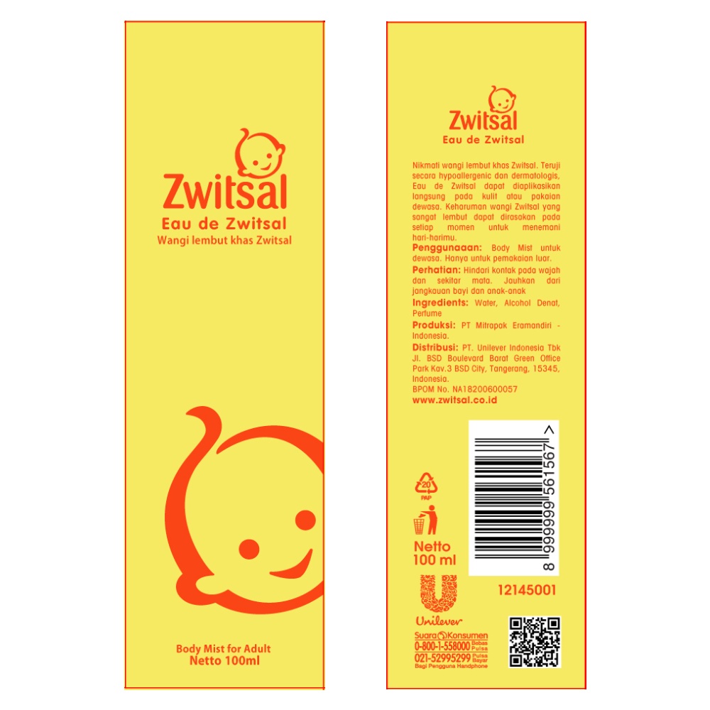 Unilever Zwitsal Eau De Zwitsal Body Mist for Adult