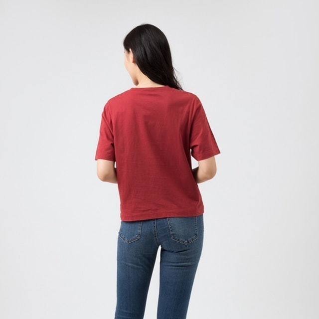 Cropped T-shirt Premium Crew Neck Women - Brick Red