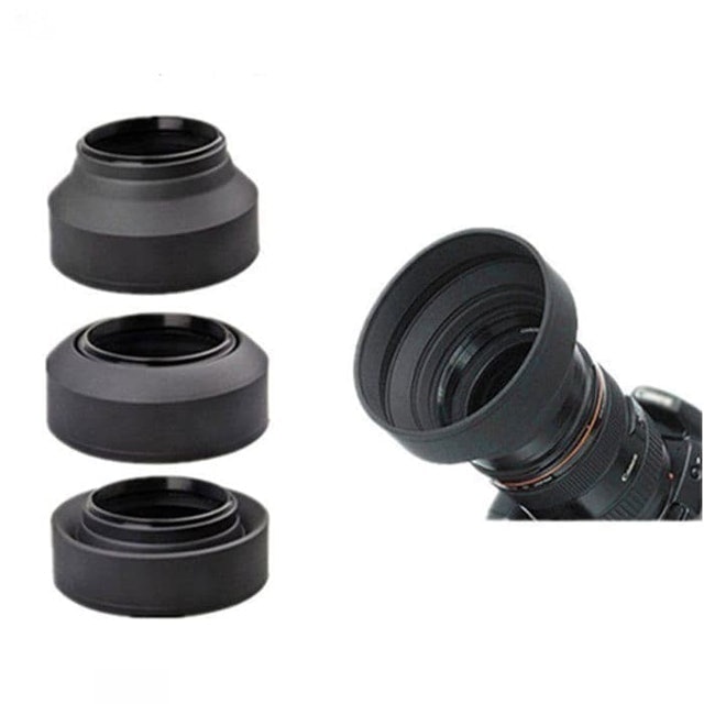  Universal Silicone Rubber Lens Hood 62mm Collapsible