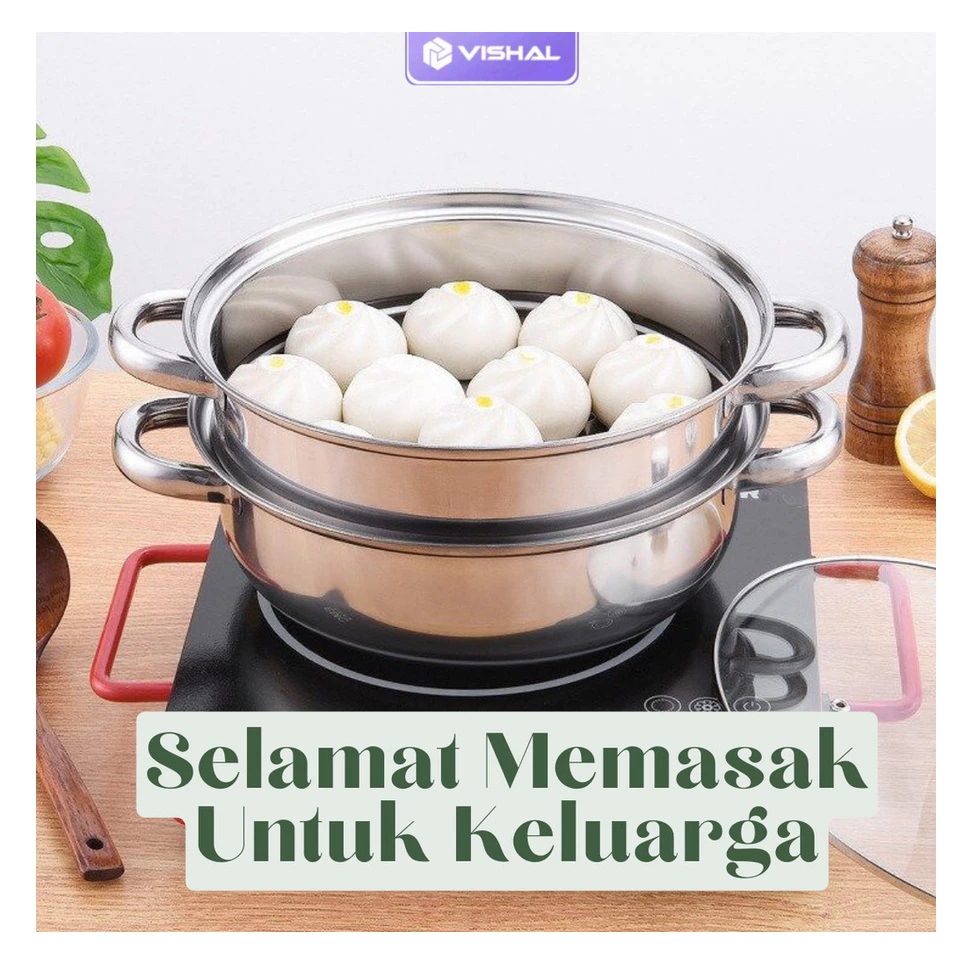  VISHAL Steamer Stainless 2 Tingkat   LJ-002