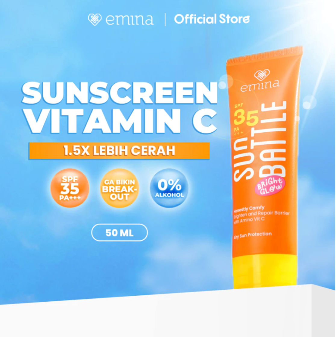 Paragon Technology and Innovation Emina Sun Battle Bright Glow SPF 35 PA+++ 