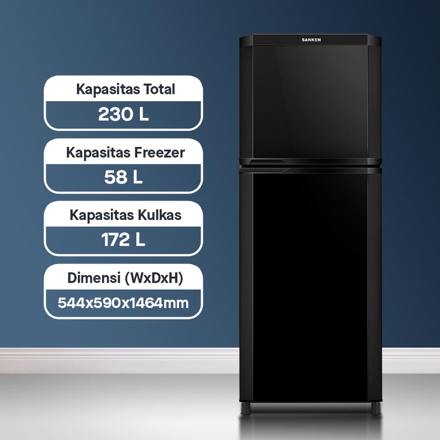 Sanken Argadwijaya Sanken Kulkas 2 Pintu 230L SK-V233PA-BB