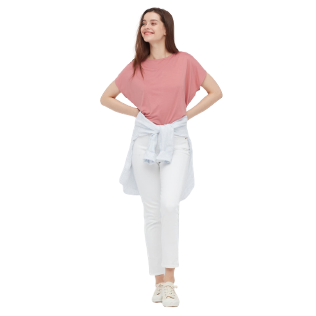 WOMEN T-Shirt Drape Crew Neck Lengan Pendek 5