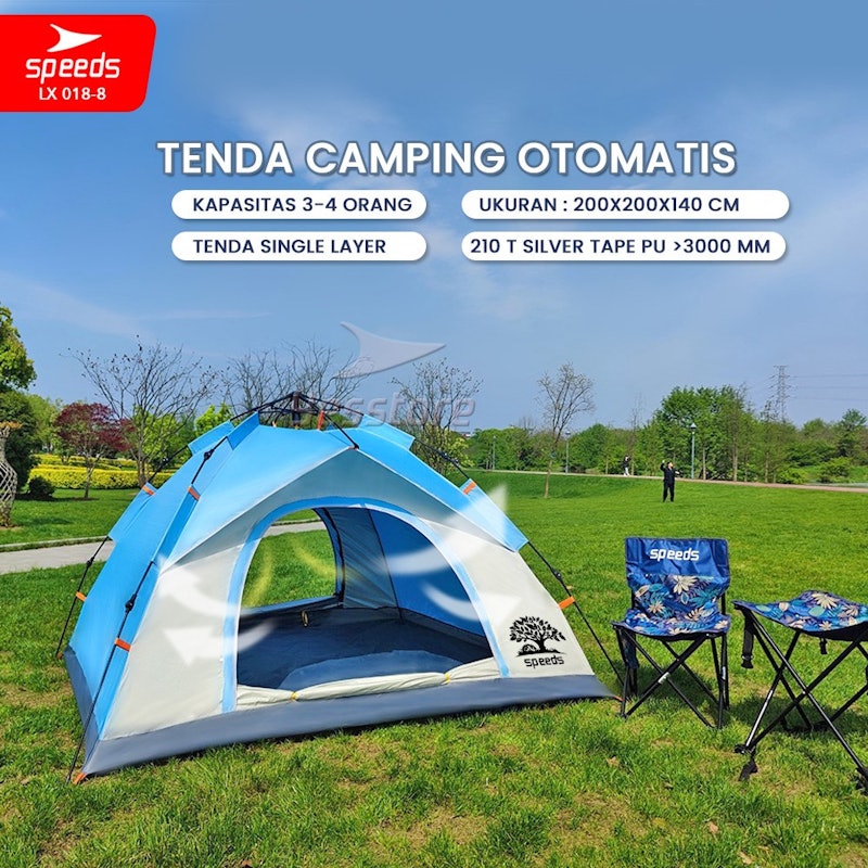 Speeds Tenda Camping 4 Orang Tenda Otomatis Model Piramid LX 018-08