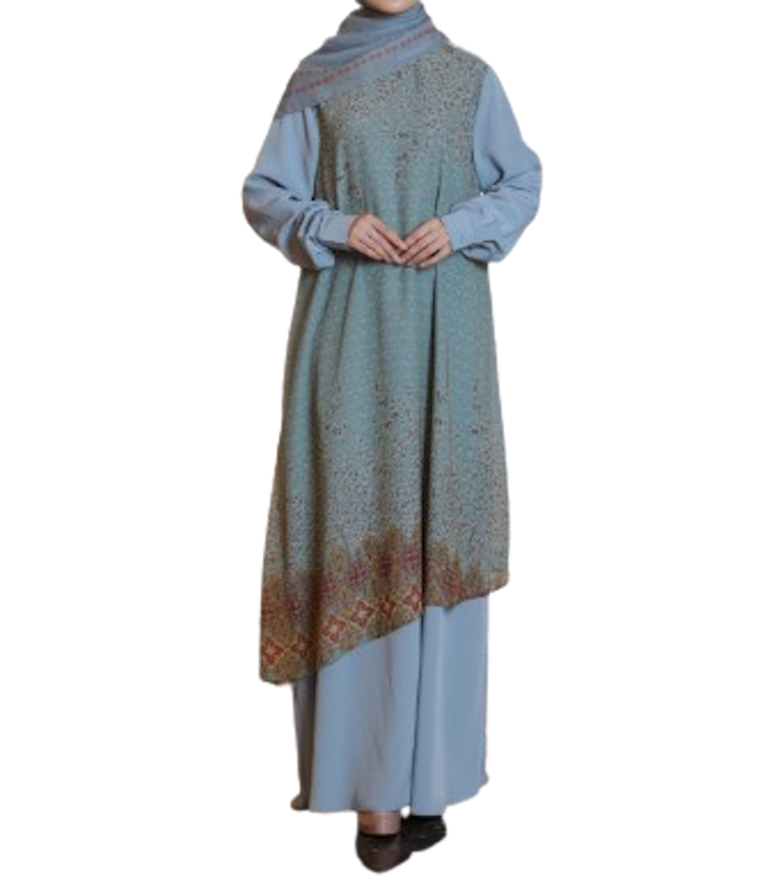 Elzatta Gamis Sarimbit Couple Geo Al-Bukhari Series Aqua Blue 1
