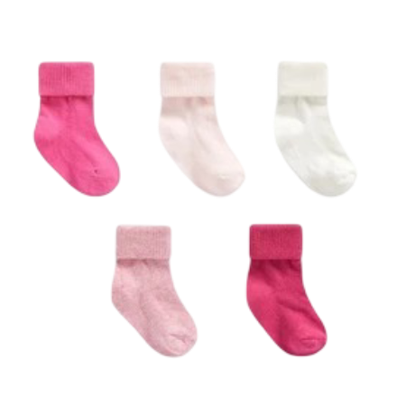 Mothercare 5 Pack Turn-Over-Top Baby Girls Socks 1