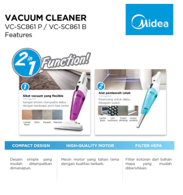 Midea 2 in 1 Vacuum Cleaner VC-SC861B