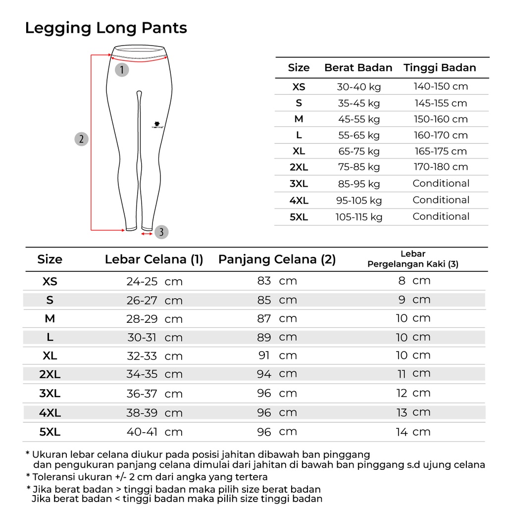 Tiento Indonesia Juara Tiento Legging Base Layer Long Pants