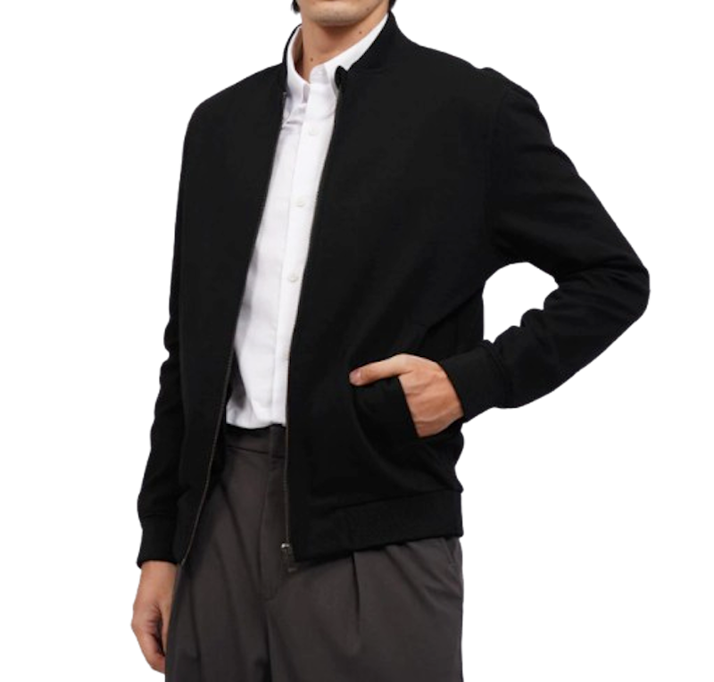 Executive Slim Fit Knit Bomber Jacket Black 1