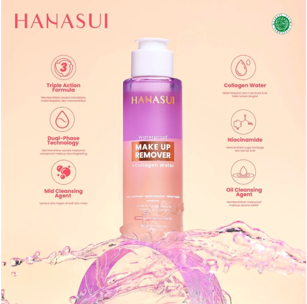 Eka Jaya Internasional Hanasui Waterproof Make Up Remover + Collagen Water