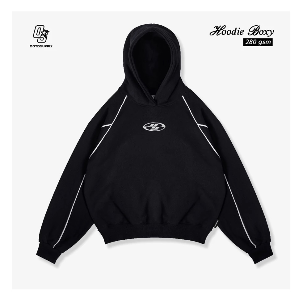OOTDSUPPLY OOTDSUPPLY Hoodie Boxyfit List Neocore Embroidery HDBXE