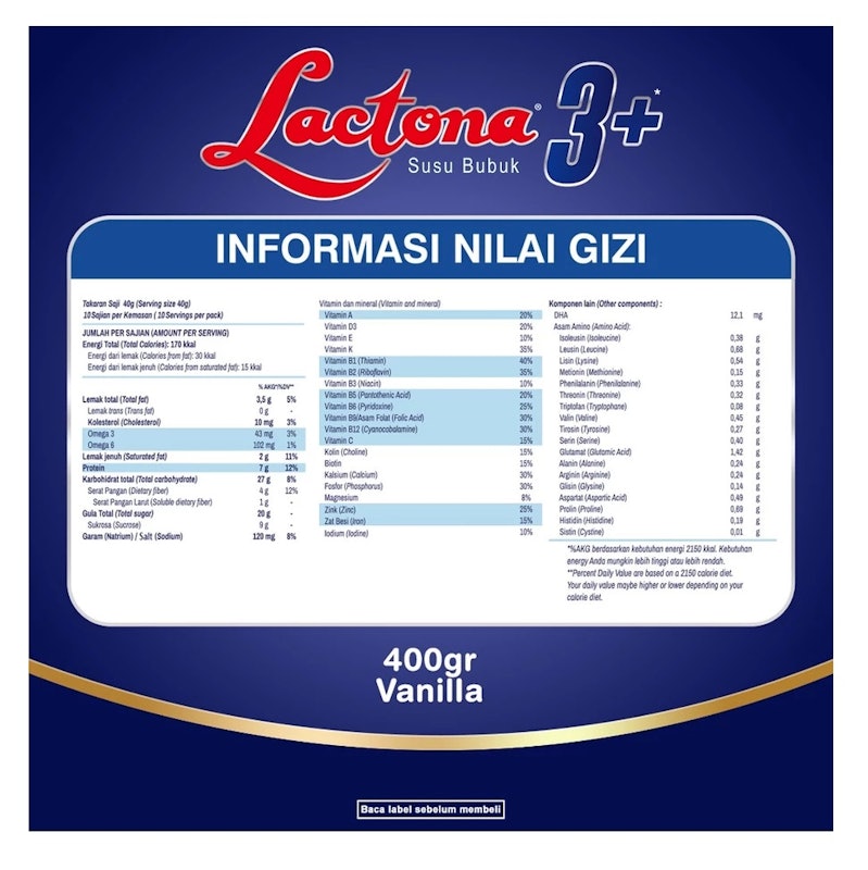 Lactona 3+ Susu Bubuk Rasa Vanila 2