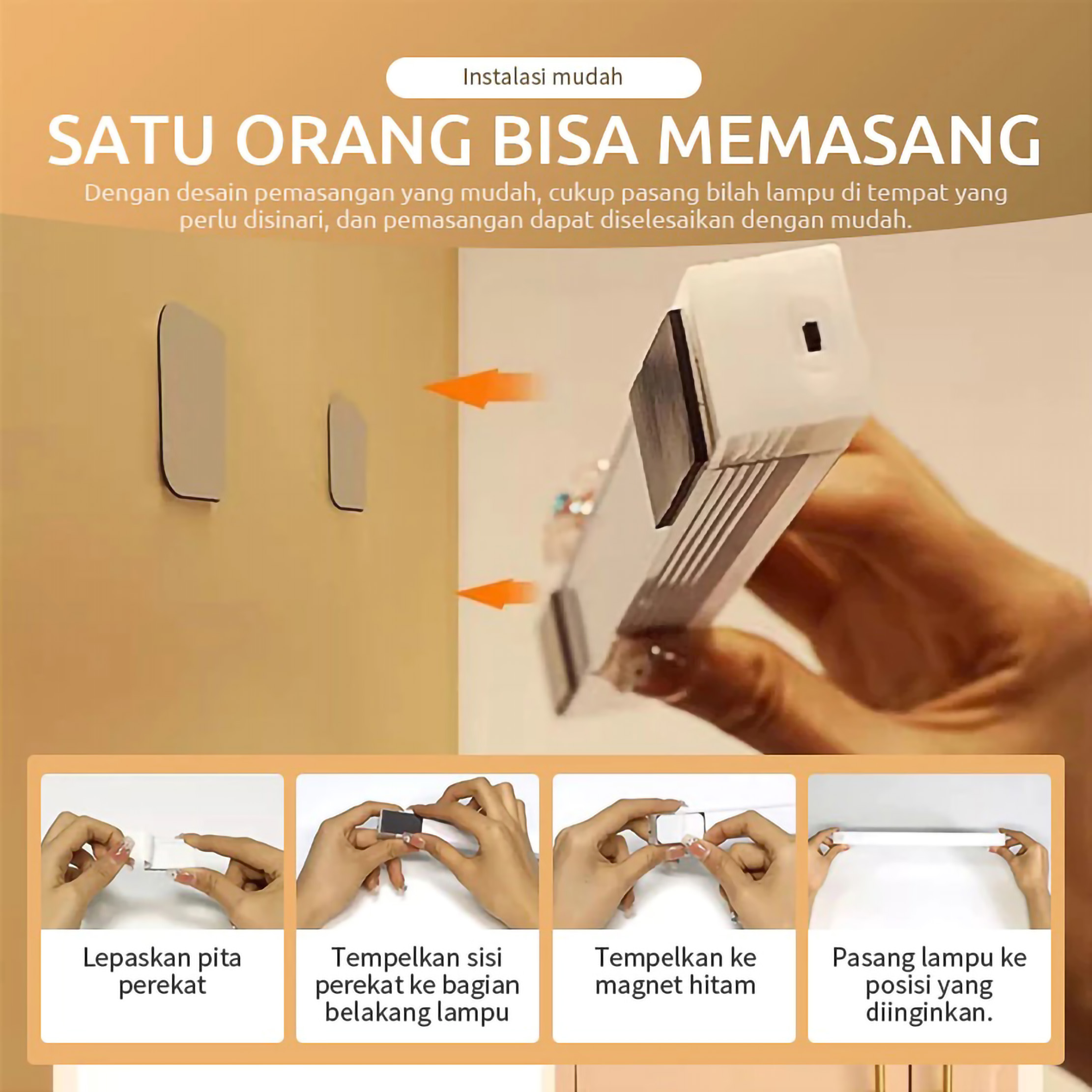 Gaorui Ecommerce Indonesia Lighthundred Lampu Sensor Gerak Magnetic LED