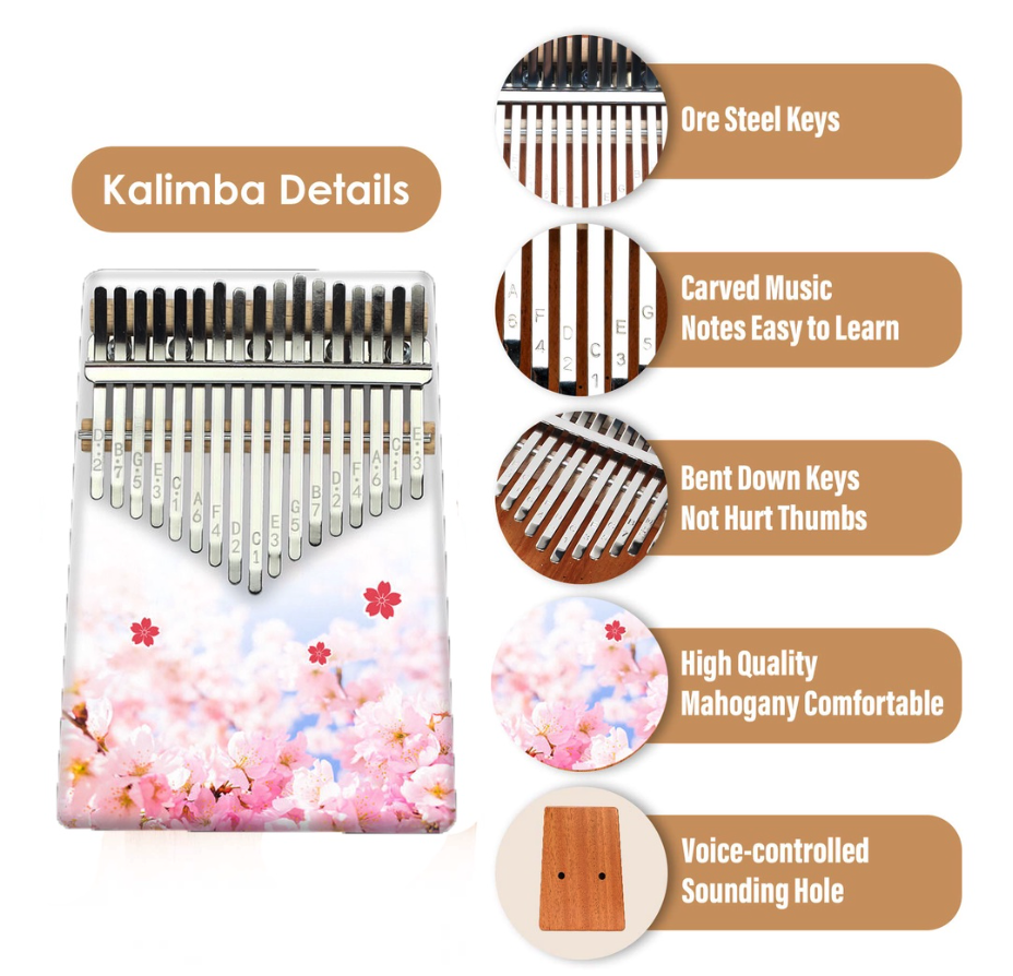 17 Key Thumb Piano Set Musical Instrument With Beating Hammer 4