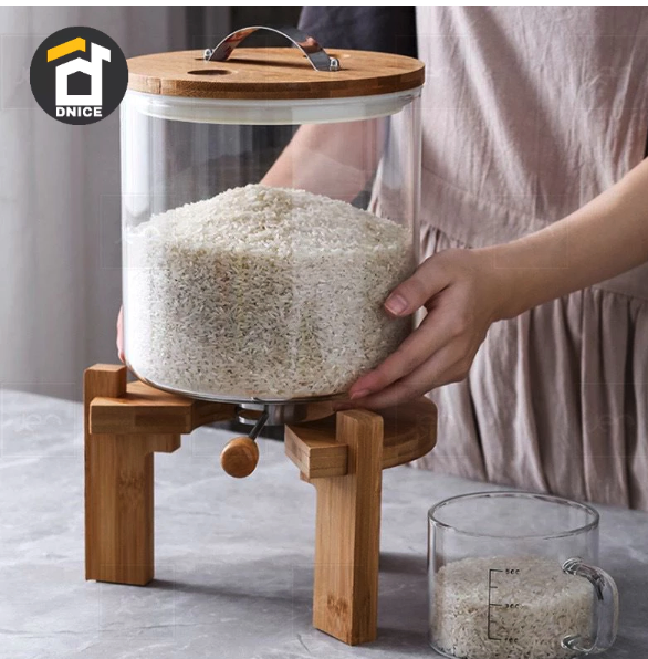  Dispenser Beras dari Bahan Kaca 5 Kg