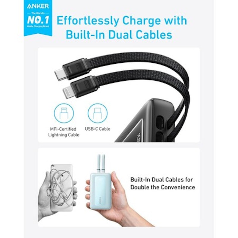 Anker Zolo Power Bank Built-in Dual Cables 20.000 mAh 3
