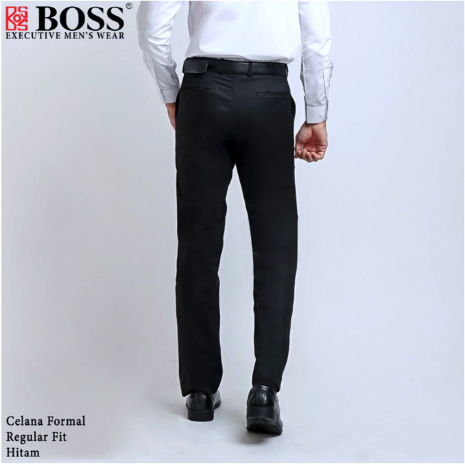  BOSS Celana Panjang Pria Formal Regular Fit HT Hitam