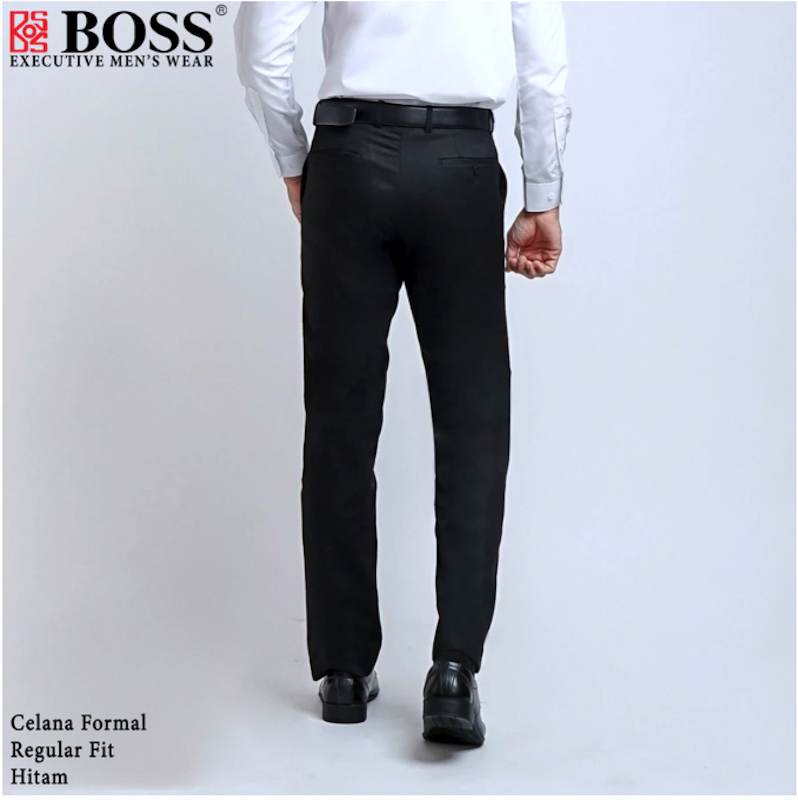 BOSS Celana Panjang Pria Formal Regular Fit HT Hitam 4