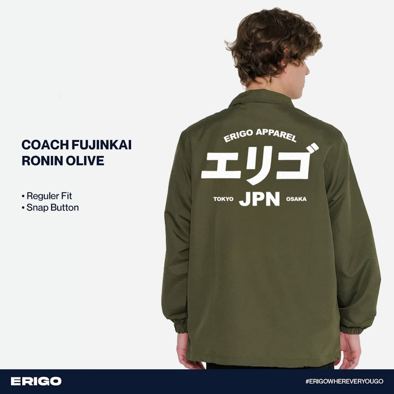 ERIGO Fujinkai Coach Jacket Graphic Ronin Olive 3