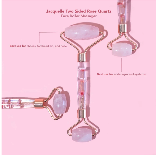 Jelita Anugerah Indonesia Jacquelle Beaute Double Rose Quartz Face Roller Massager