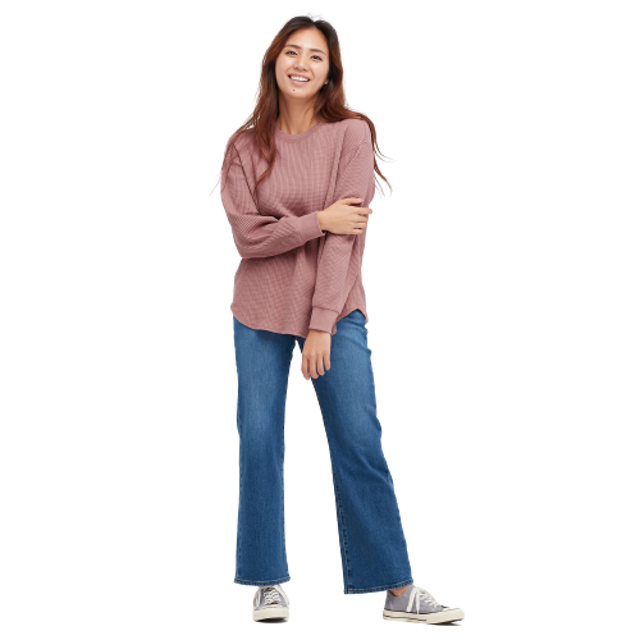 Women T-Shirt Waffle Crew Neck Lengan Panjang 5