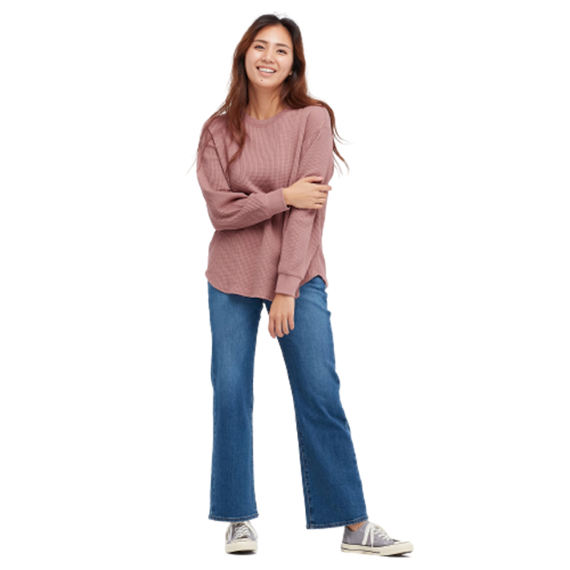 Women T-Shirt Waffle Crew Neck Lengan Panjang 5