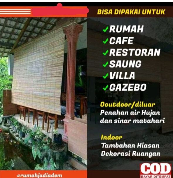  Tirai Bambu Krey Bambu Outdoor Vernis Plistur