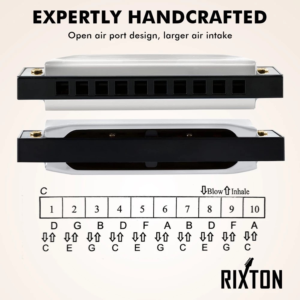 RIXTON Harmonika C Logam Perak 10 Lubang 