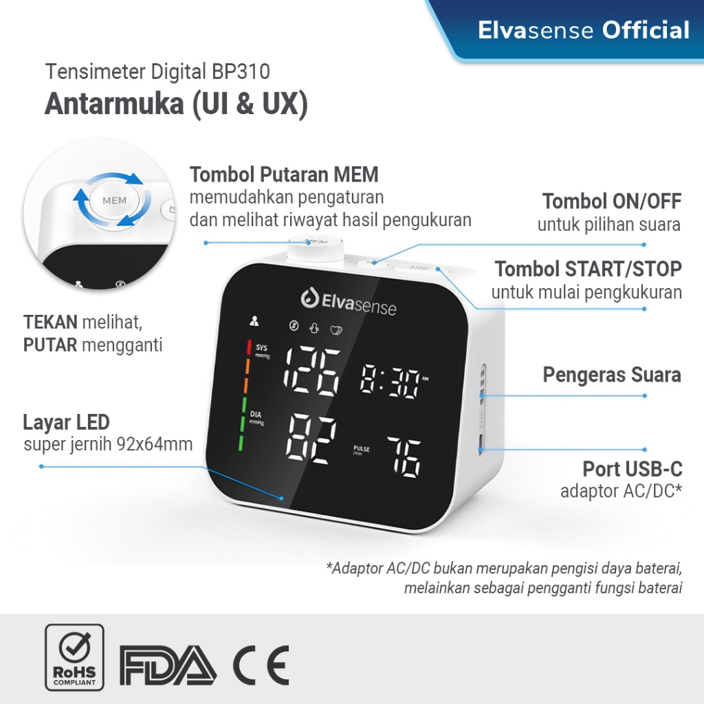 Elvasense Tensimeter Digital  BP310