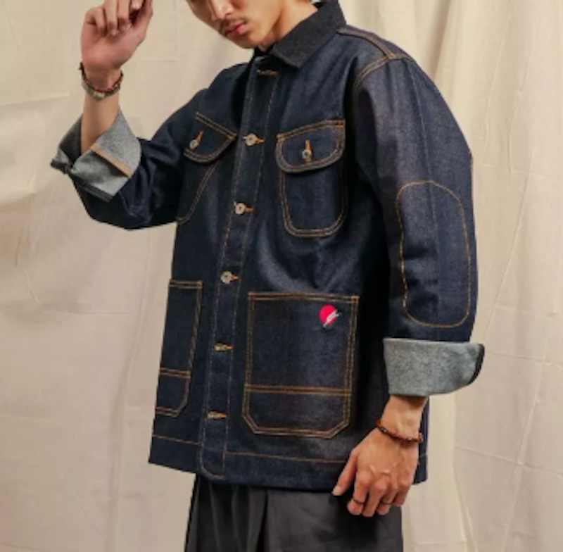 FUJI1995 X Distin Denim Black Indigo Chore Jacket 3