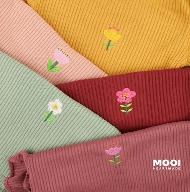 Mooi Setelan Anak Perempuan Rib Ruffle Set 4