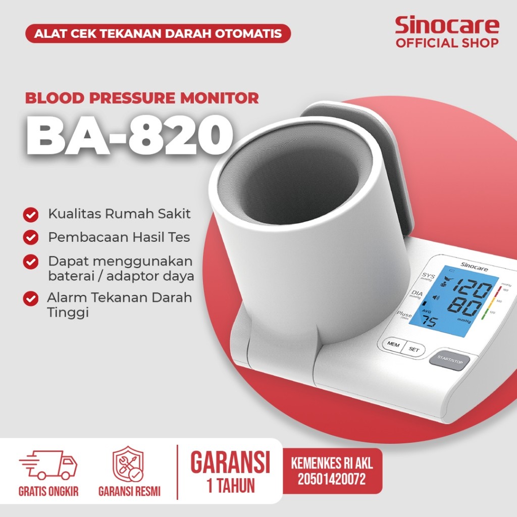 Sinocare Automatic Upper Arm Blood Pressure Monitor BA-820