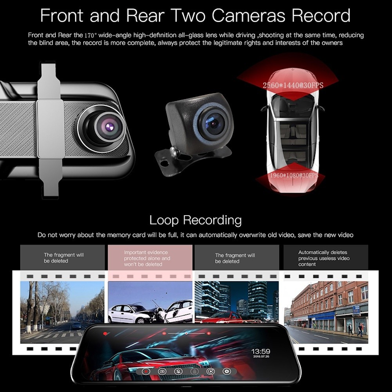 LALAHOO Dash Cam 10" 4