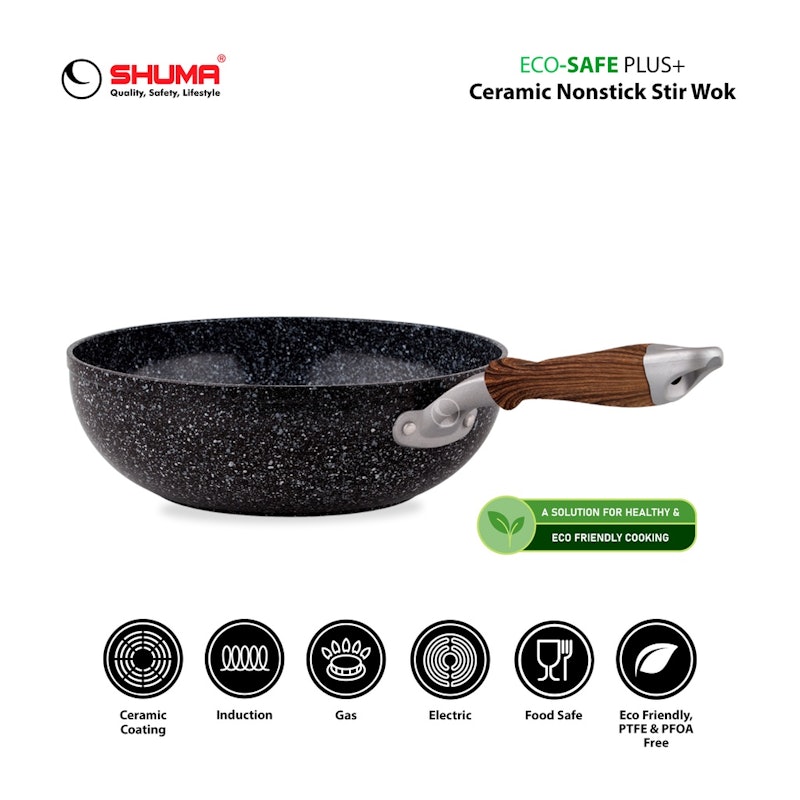 SHUMA Eco-Safe Plus Nonstick Ceramic Stir Wok 24 cm 3