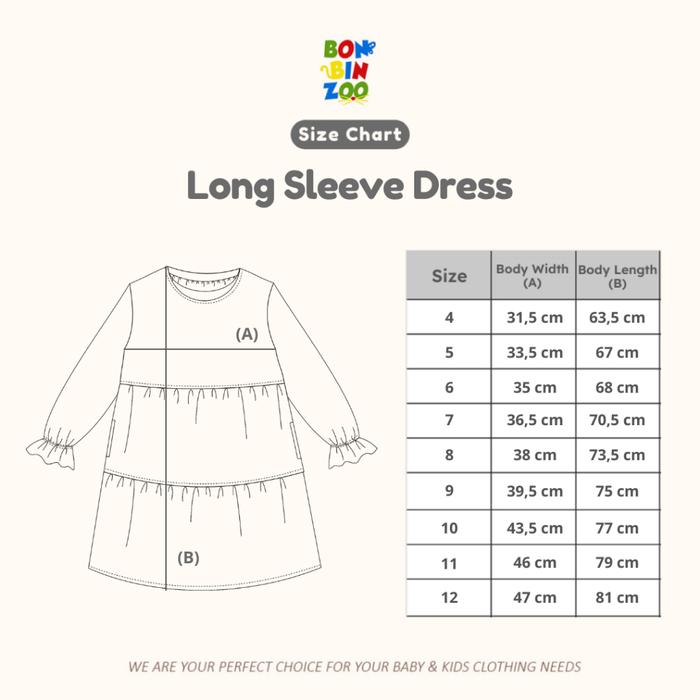 Bonbinzoo Dress Ruffle Anak Perempuan Lengan Panjang 5