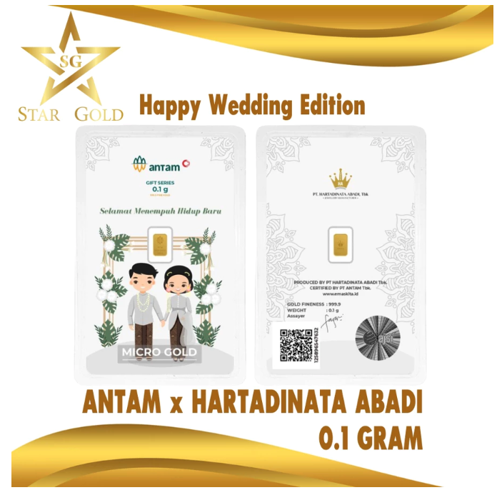 Antam x Hartadinata Abadi Star Gold Happy Wedding Edition Logam Mulia Micro Gold 0,1 gr Series