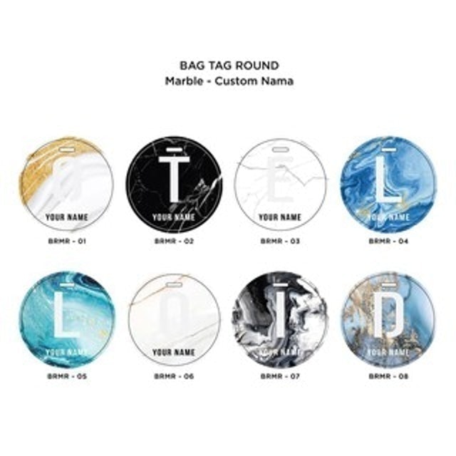 Round Bag Tag Marble Custom 3